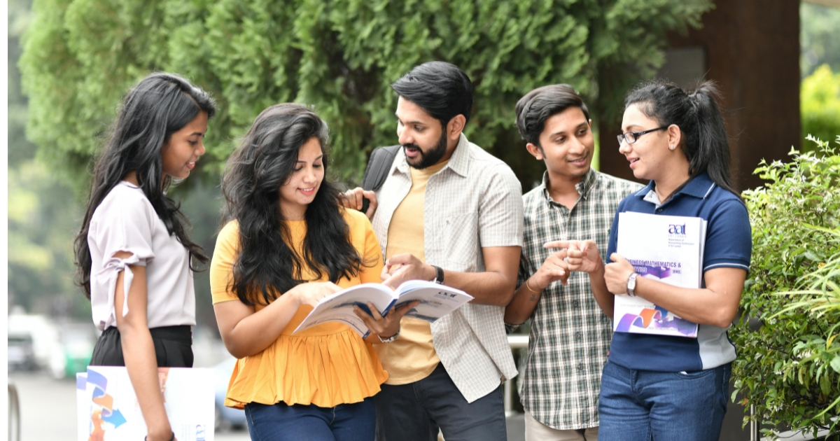 A student standing at a crossroads, symbolizing the decision-making process for selecting the right course after 12th grade.